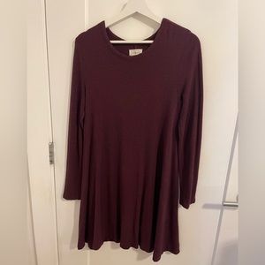 Lou & Grey Long Sleeve Burgundy Stretchy Flare Dress Small
